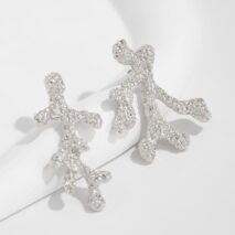 Trendy Gold Silver Tone Textured Coral Earrings - ArtGalleryZen