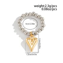 Trendy Heart Dangle Beaded Ring - ArtGalleryZen