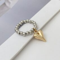 Trendy Heart Dangle Beaded Ring - ArtGalleryZen