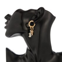 Trendy Heart Irregular Beaded Dangle Huggie Hoop Earrings - ArtGalleryZen