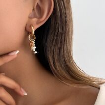 Trendy Heart Irregular Beaded Dangle Huggie Hoop Earrings - ArtGalleryZen
