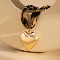 Trendy Heart Pendant Leopard Choker Necklace - ArtGalleryZen
