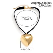 Trendy Heart Pendant Velvet Collar Choker Necklace - ArtGalleryZen