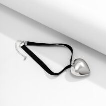 Trendy Heart Pendant Velvet Collar Choker Necklace - ArtGalleryZen