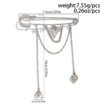 Trendy Heart Tassel Chain Trouser Pin - ArtGalleryZen