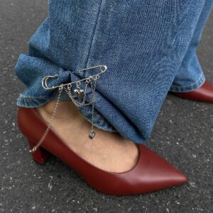 Trendy Heart Tassel Chain Trouser Pin - ArtGalleryZen