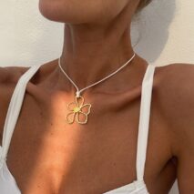 Trendy Hollow Flower Pendant Wax Cord String Necklace - ArtGalleryZen