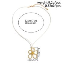 Trendy Hollow Flower Pendant Wax Cord String Necklace - ArtGalleryZen