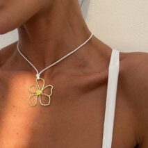 Trendy Hollow Flower Pendant Wax Cord String Necklace - ArtGalleryZen