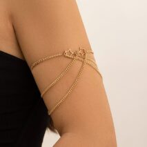 Trendy Hollow Star Layering Curb Arm Chain - ArtGalleryZen