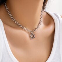 Trendy Hollow Star Pendant Cable Chain Necklace - ArtGalleryZen