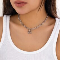 Trendy Hollow Star Pendant Cable Chain Necklace - ArtGalleryZen