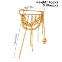 Trendy Irregular Beaded Tassel Pin Brooch - ArtGalleryZen