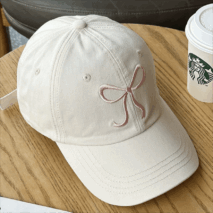 Trendy Korean Embroidered Bowknot Adjustable Baseball Cap - ArtGalleryZen