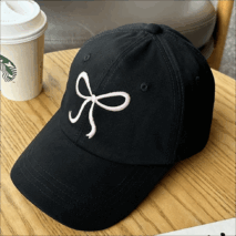 Trendy Korean Embroidered Bowknot Adjustable Baseball Cap - ArtGalleryZen