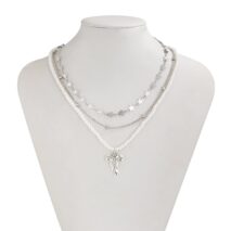 Trendy Layered Bowknot Charm Star Pearl Chain Necklace Set - ArtGalleryZen