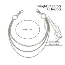 Trendy Layered Hollow Cross Pendant Trouser Chain - ArtGalleryZen