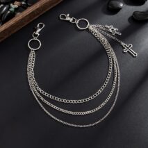 Trendy Layered Hollow Cross Pendant Trouser Chain - ArtGalleryZen