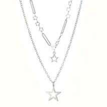 Trendy Layered Hollow Star Pendant Cable Chain Necklace Set - ArtGalleryZen