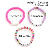 Trendy Layered Polymer Clay Letter Stackable Bracelet Set - ArtGalleryZen