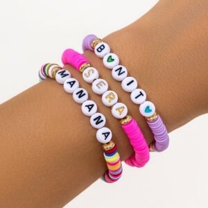Trendy Layered Polymer Clay Letter Stackable Bracelet Set - ArtGalleryZen