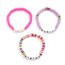 Trendy Layered Polymer Clay Letter Stackable Bracelet Set - ArtGalleryZen