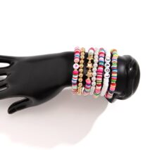 Trendy Layered Polymer Clay Star Love Pearl Chain Stackable Bracelet Set - ArtGalleryZen