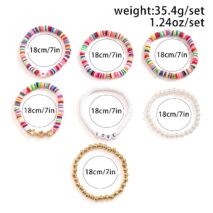 Trendy Layered Polymer Clay Star Love Pearl Chain Stackable Bracelet Set - ArtGalleryZen