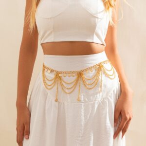 Trendy Layered Relief Coin Tassel Curb Waist Chain - ArtGalleryZen