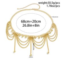 Trendy Layered Relief Coin Tassel Curb Waist Chain - ArtGalleryZen