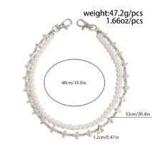 Trendy Layered Silver Tone Cross Pearl Trouser Chain - ArtGalleryZen