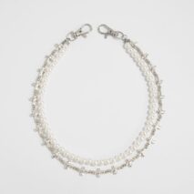 Trendy Layered Silver Tone Cross Pearl Trouser Chain - ArtGalleryZen