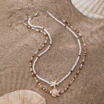 Trendy Layered Starfish Turtle Seed Bead Necklace Set - ArtGalleryZen