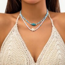 Trendy Layered Starfish Turtle Seed Bead Necklace Set - ArtGalleryZen