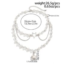 Trendy Layered Star Pendant Pearl Crystal Chain Necklace - ArtGalleryZen
