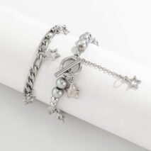 Trendy Layered Toggle Clasp Star Pendant Tassel Bracelet Set - ArtGalleryZen