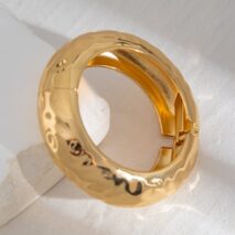 Trendy Metallic Textured Bangle Bracelet - ArtGalleryZen