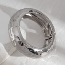 Trendy Metallic Textured Bangle Bracelet - ArtGalleryZen
