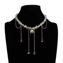 Trendy Peace Dove Pendant Clear Turquoise Beaded Tassel Necklace - ArtGalleryZen