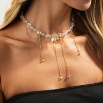 Trendy Peace Dove Pendant Clear Turquoise Beaded Tassel Necklace - ArtGalleryZen