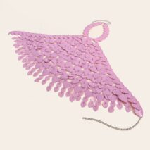 Trendy Pink Lingerie Halter Top Backless Glitter Heart Sequins Bra - ArtGalleryZen