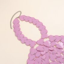 Trendy Pink Lingerie Halter Top Backless Glitter Heart Sequins Bra - ArtGalleryZen
