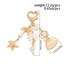 Trendy Shell Starfish Pearl Bowknot Pendant Heart Keychain - ArtGalleryZen