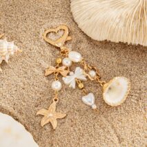 Trendy Shell Starfish Pearl Bowknot Pendant Heart Keychain - ArtGalleryZen