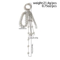 Trendy Silver Tone Heart Star Pendant Ball Chain Keychain - ArtGalleryZen