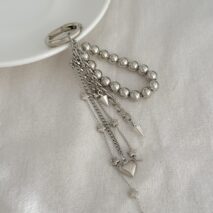 Trendy Silver Tone Heart Star Pendant Ball Chain Keychain - ArtGalleryZen