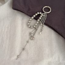 Trendy Silver Tone Heart Star Pendant Ball Chain Keychain - ArtGalleryZen