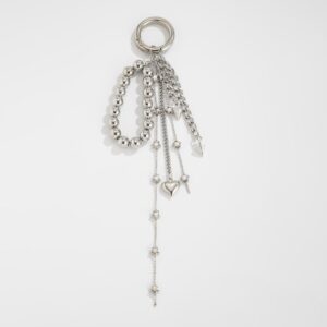 Trendy Silver Tone Heart Star Pendant Ball Chain Keychain - ArtGalleryZen