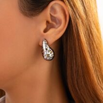 Trendy Silver Tone Leopard Waterdrop Stud Earrings - ArtGalleryZen
