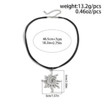 Trendy Sun Pendant Wax Cord String Necklace - ArtGalleryZen